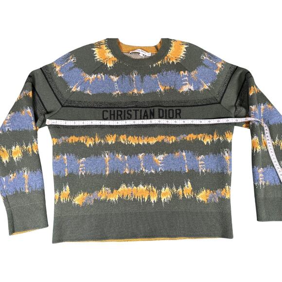 Christian Dior Tie-Dye Logo Sweater Green Blue FR40 / US8 Excellent - Picture 7 of 8